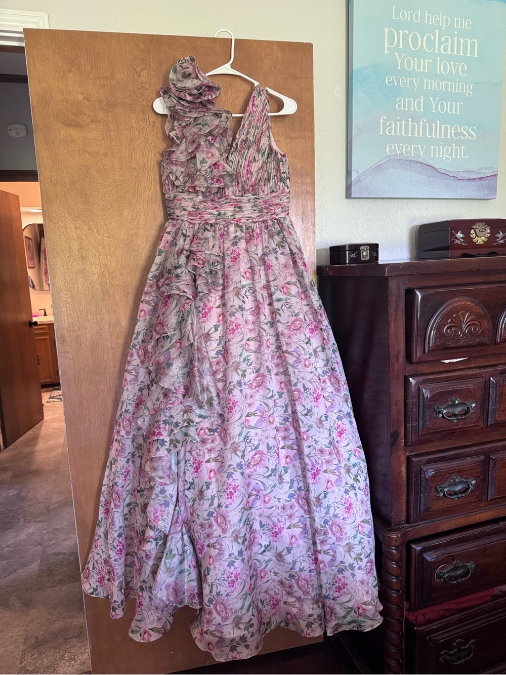 Mac Duggal Pink Floral One-Shoulder Formal Dress